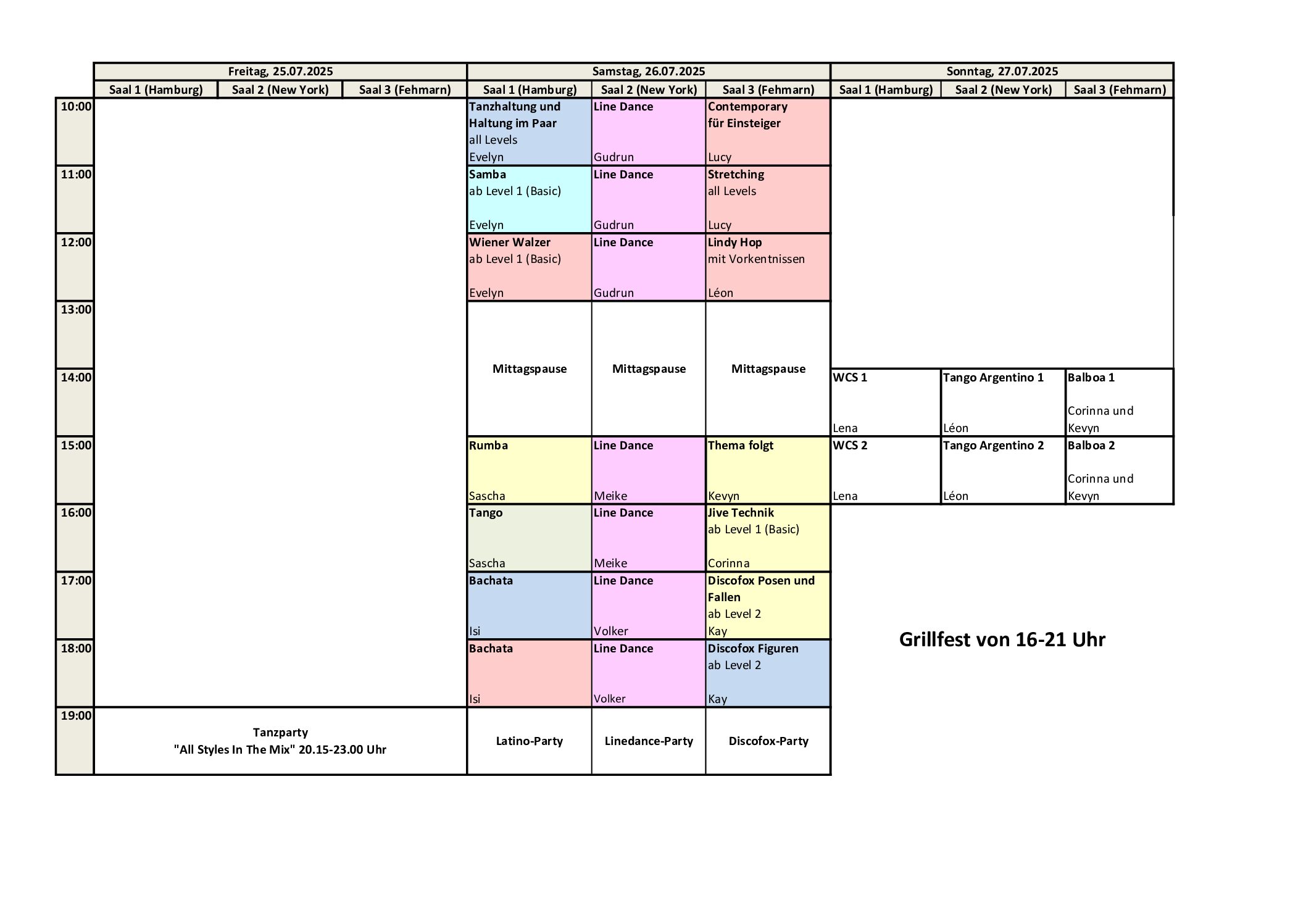 Stundenplan DW 2025