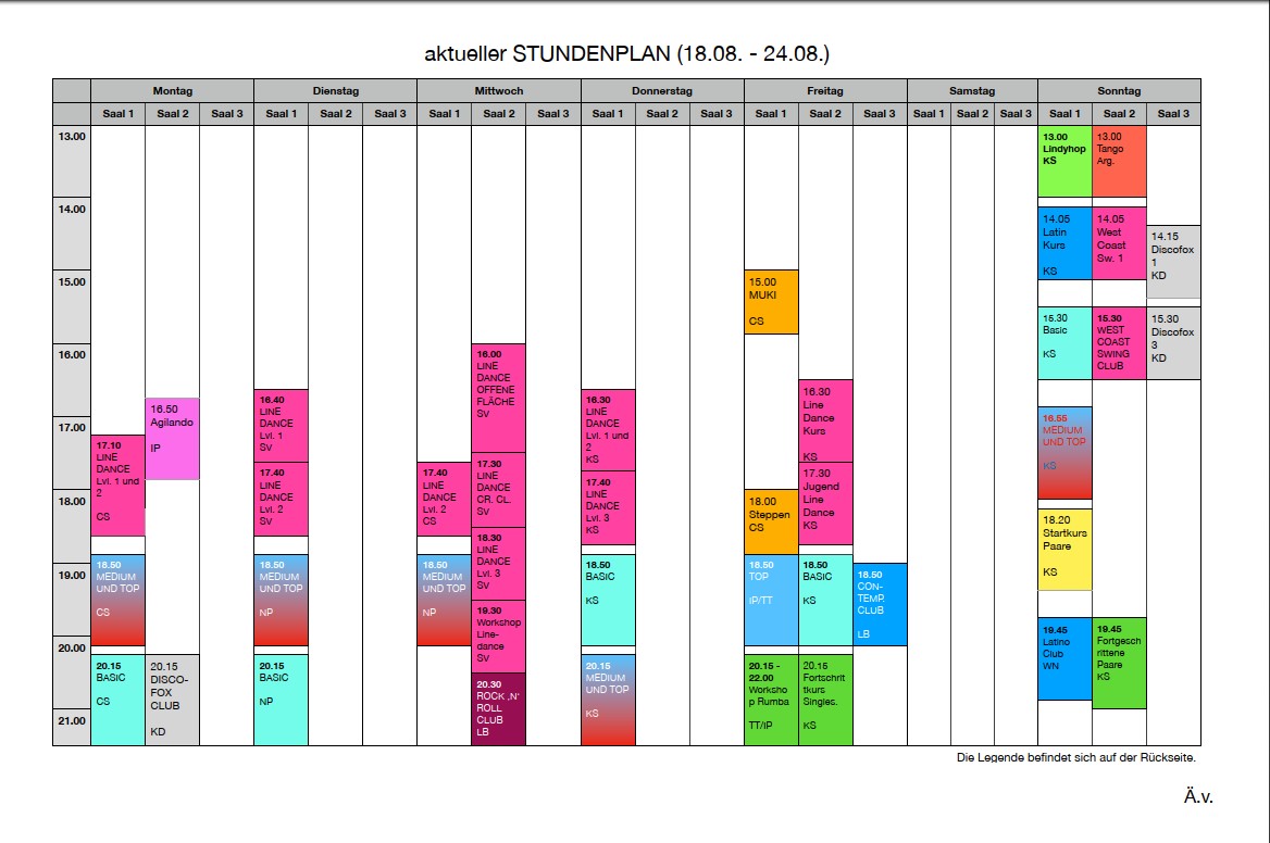 Stundenplan 18.08.-24.08.