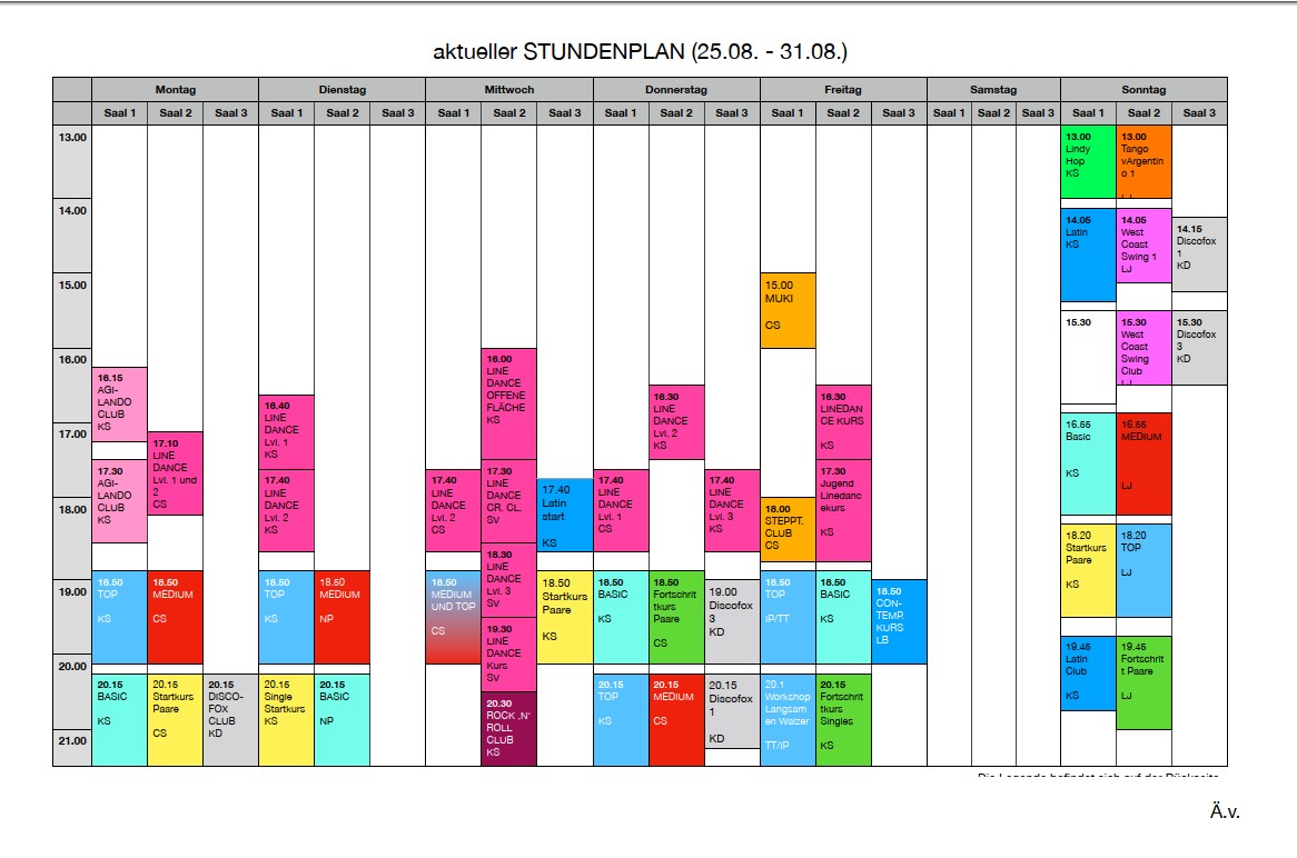 Stundenplan 25.08.-31.08.